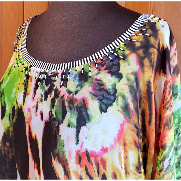 Elysee 26 size medium zebra & cheetah print mesh blouse - Picture 2 of 6